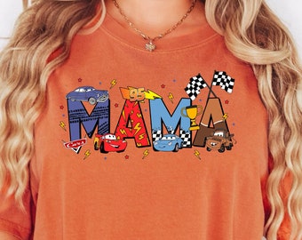Camiseta familiar de la película Cars, camiseta familiar de Cars de Disney, camiseta Comfort Colors, camiseta de mamá Cars, camiseta de Rayo McQueen, camiseta familiar de Cars