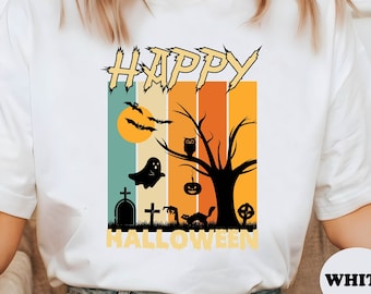 Happy Halloween Shirt, Retro Halloween Tshirt, Ghost Shirt, Witch Shirt, Halloween Gift, Spooky Season Shirt, Halloween Party, Spooky Shirt