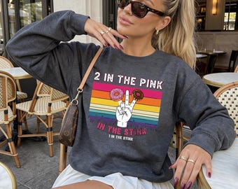 2 In The Pink 1 In The Stink Sweatshirt, Funny Adult Humor Sweatshirt, Funny Shirt, Retro Sunset Donuts Sweatshirt, Sarcasm Graphic Sweat