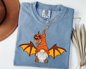 Halloween Gnome Shirt, Cute Pumpkin Gnome Tee, Spooky Season Shirt, Fall Gnome T-Shirt, Halloween Graphic Tee, Comfort Colors Shirt