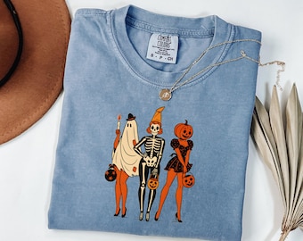 Comfort Colors® Retro Halloween T-shirts, Spooky Season, Vintage Halloween, Women Halloween Shirt, Funny Halloween Outfit