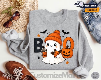 Boo Halloween Sweatshirt, Cute Ghost Sweatshirt, Boo Sweatshirt, Halloween Gift, Ghost Halloween Sweatshirt, Spooky Season Sweatshirt