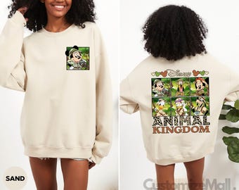 Animal Kingdom Sweatshirt, Two-sided Disney Animal Kingdom Sweater, Disney Family Safari Trip, Mickey and Friends Animal Kingdom Sweatshirt