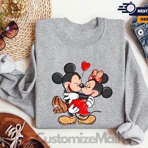Mickey And Minnie Love Sweatshirt, Disney Couple Matching Outfit, Valentine's Day Gift, Romantic Disney Apparel, Disney Lovers Sweatshirt