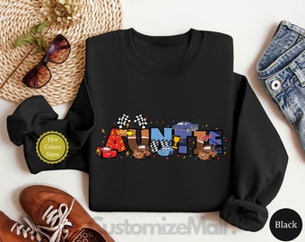Cartoon Cars Couple Movie Embroidered Sweatshirt, McQueen Sally Mater Trending Crewneck, Cartoon Sweatshirts, Gift For Her ESN803.H-804.H