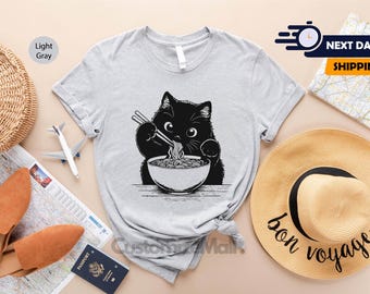 Noodle Cat Shirt, Cat Sweatshirt, Ramen Cat Shirt, Cat Mom Shirt, Cat Tee, Cat Lover Shirt, Animal Lover Shirt, Funny Gifts For Cat Lovers