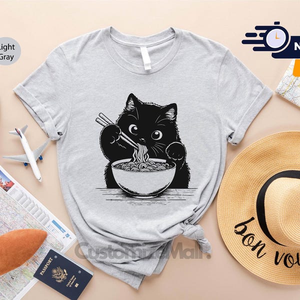 Noodle Cat Shirt, Cat Sweatshirt, Ramen Cat Shirt, Cat Mom Shirt, Cat Tee, Cat Lover Shirt, Animal Lover Shirt, Funny Gifts For Cat Lovers