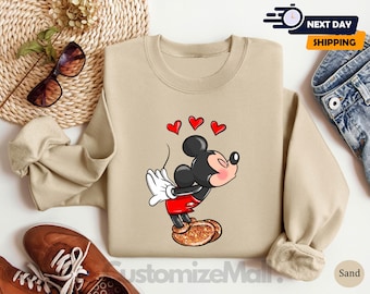 Mickey And Minnie Mouse Couple Sweatshirt, Disney Valentine Pullover, Cute Couple Hoodie, Romantic Disney Gift,Matching Valentine Sweatshirt