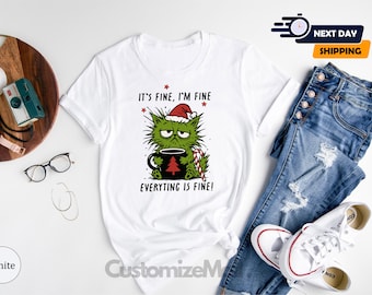 It's Fine I'm Fine Everything Is Fine Shirt, Cute Black Cat Shirt, Sarcasm Shirt, Everything Is Fine, Funny Cat Tee, Funny Gift Cat Lover