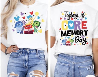 Camiseta Disney Core Memory Day, camiseta Today Is A Core Memory Day, camiseta Inside Out, camiseta Disneyland, camiseta Disney Family Trip (delantera y trasera)