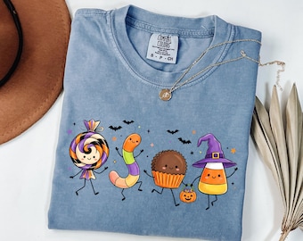 Cute Halloween Candy Shirt, Candy Corn Pumpkin Candy Tee, Spooky Season Shirt for Women, Sweet Halloween Graphic Tee