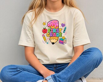 First Grade Shirt, 1st Grade Teacher Tee, First Day Of School Shirt, Back To School Graphic T Shirt, Elementary Teacher Gift