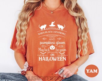 Halloween Black Cat Shirt, Cat Halloween Shirt, Black Cat Gifts, Halloween Cat Shirt, Comfort Colors Halloween Shirt, Gifts For Cat Lover