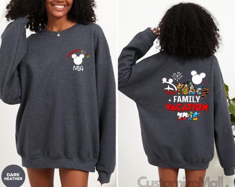 Sudadera Disney 2025 personalizada (delantera y trasera), camisetas familiares Disney, regalos para vacaciones Disney, sudadera Disney, suéter Disney, suéter Disneyland
