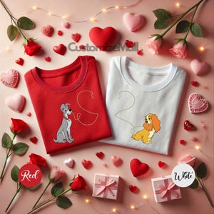 Lady And The Tramp Spaghetti Shirt, Disney Couple Shirts, Disney Valentines Shirt, Couple Matching Valentine&#39;s Day Disney, Disney Dogs Shirt