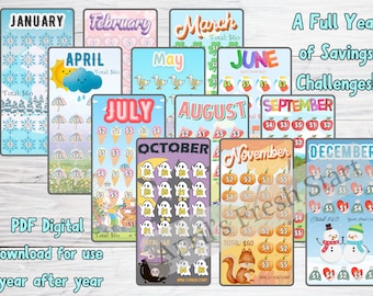 Monthly Saving Challenges ~ 12 Month Savings Challenges