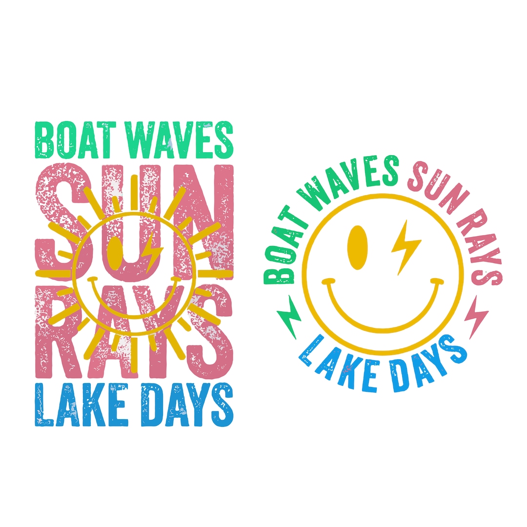 Boat Waves Sun Rays Lake Days PNG, Summer Png, Retro Summer Png, Hello ...