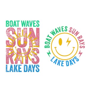 Barca Onde Raggi del sole Giorni di lago PNG, Png estivo, Png estivo retrò, Ciao Png estivo, Png spiaggia, Disegni di sublimazione estiva retrò Scarica