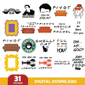 Freunde SVG - Friends Tv Show Bundle -, Dateien Cricut - Digitale Downloads - Bundle, Dateien mit Ebenen