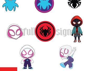 Clipart, Spidey e seus amigos incríveis, Ghost Spider, Spider Gwen, Spidey, Super-herói, Download digital, PNG, SVG, Cricut, Silhueta