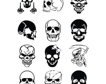 Skull svg bundle, Skull png, sugar skull svg for cricut, punisher skull svg, skull silhouette, skull vector, Instant Download