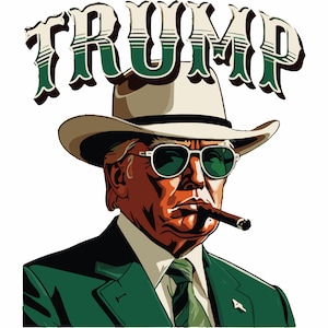 Cowboy Western Make America Great, Donald Daddy Edgy Png, Viral Thug Life President Design, Trump 2024 Png, Great Maga King, USA Patriotic