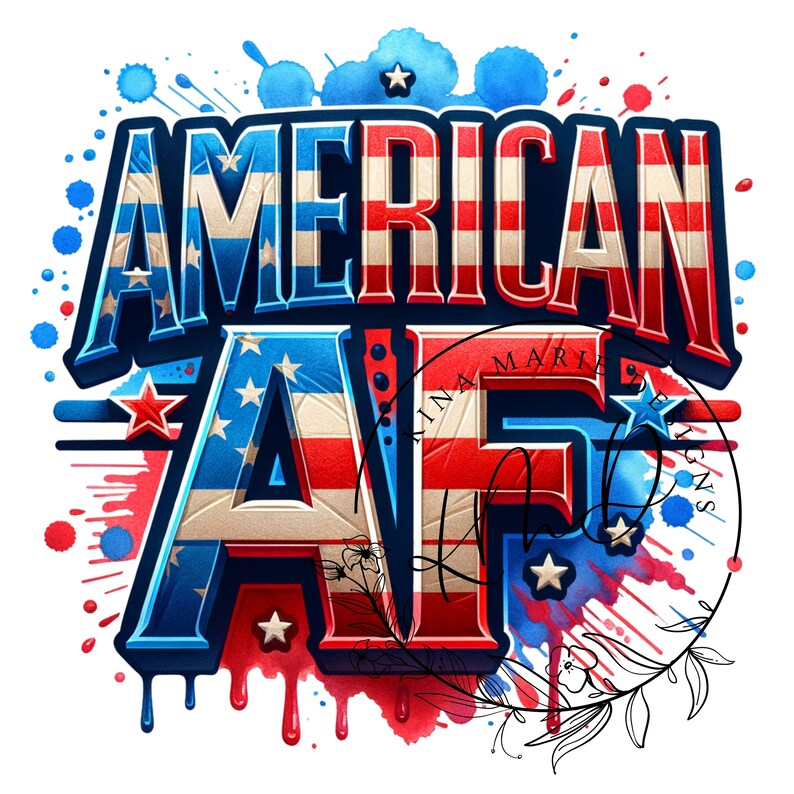 American AF Patriotic Graphic Independance Day - American Flag Design ...