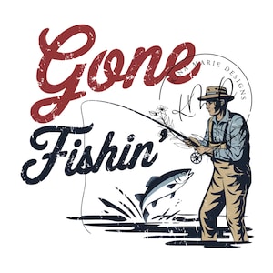 Retro Gone Fishin&#39; PNG, Vintage Fish Fishing PNG, Fishing Sublimation Design, Fishing T Shirt Design DIGITAL Download Pod File Dtf Design