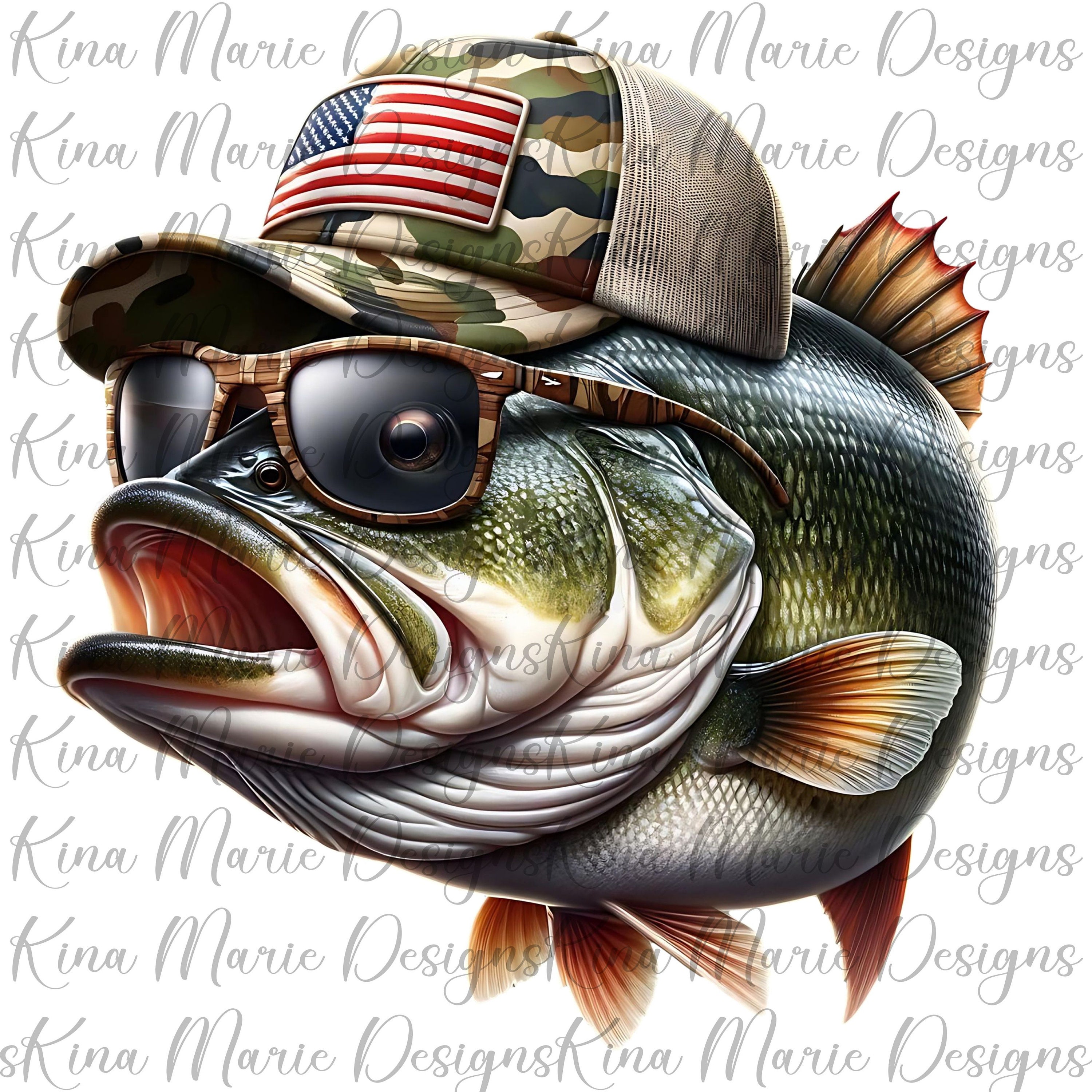 リアルなアメリカ国旗バス釣り PNG、魚、釣り、面白い、愛国的、夏の