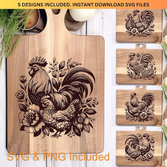 チキンツリー様　オーダー専用ページ Floral Chicken SVG Bundle for Laser Engraving - Rooster and Hen