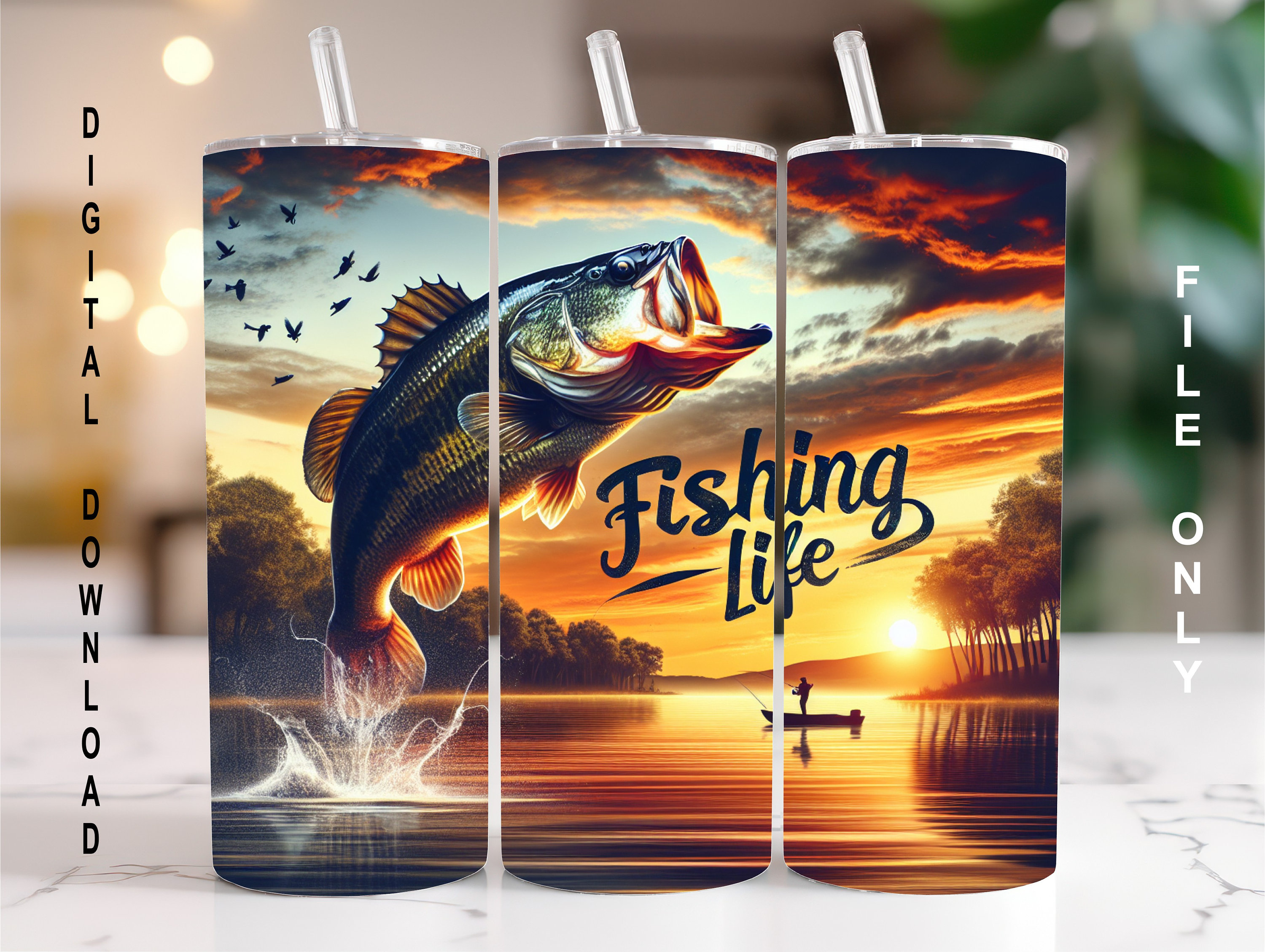 Fisherman Tumbler Wrap , Fishing Life Sublimation PNG Digital Download ...