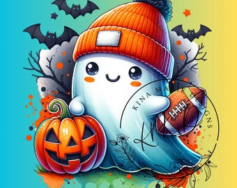 Cute Football Ghost png, Halloween png, Football png, Bougie png, Bougie Ghost, Here For The Boos, Sticker png, Trending png, pod dtf