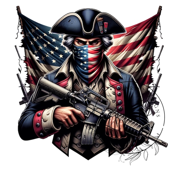 Patriotic Revolutionary Soldier PNG JPG | 2A Digital Design for T-Shirts, American Flag Art, Sublimation, Independence Day