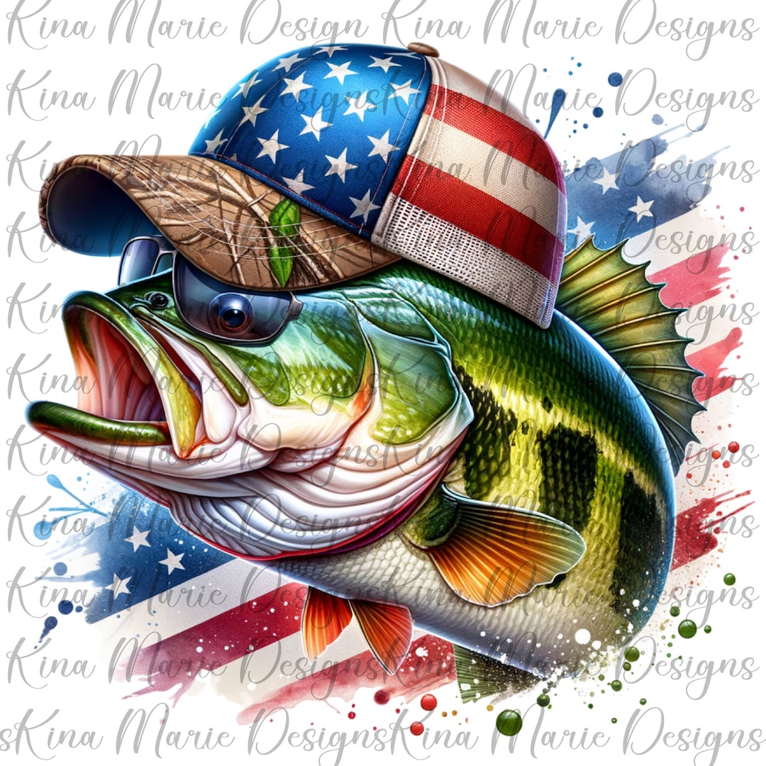 Bass Fishing American Flag Decal Sticker | Custom Made In The USA - Foto 9
