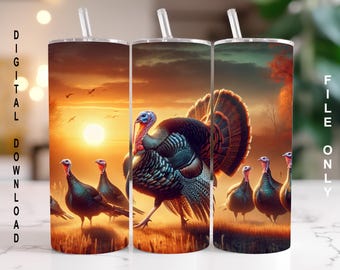 Turkey Tumbler Wrap , Tom Turkey Sublimation PNG Digital Download, 20oz Skinny Straight Tumbler Wrap JPG Turkey Cup