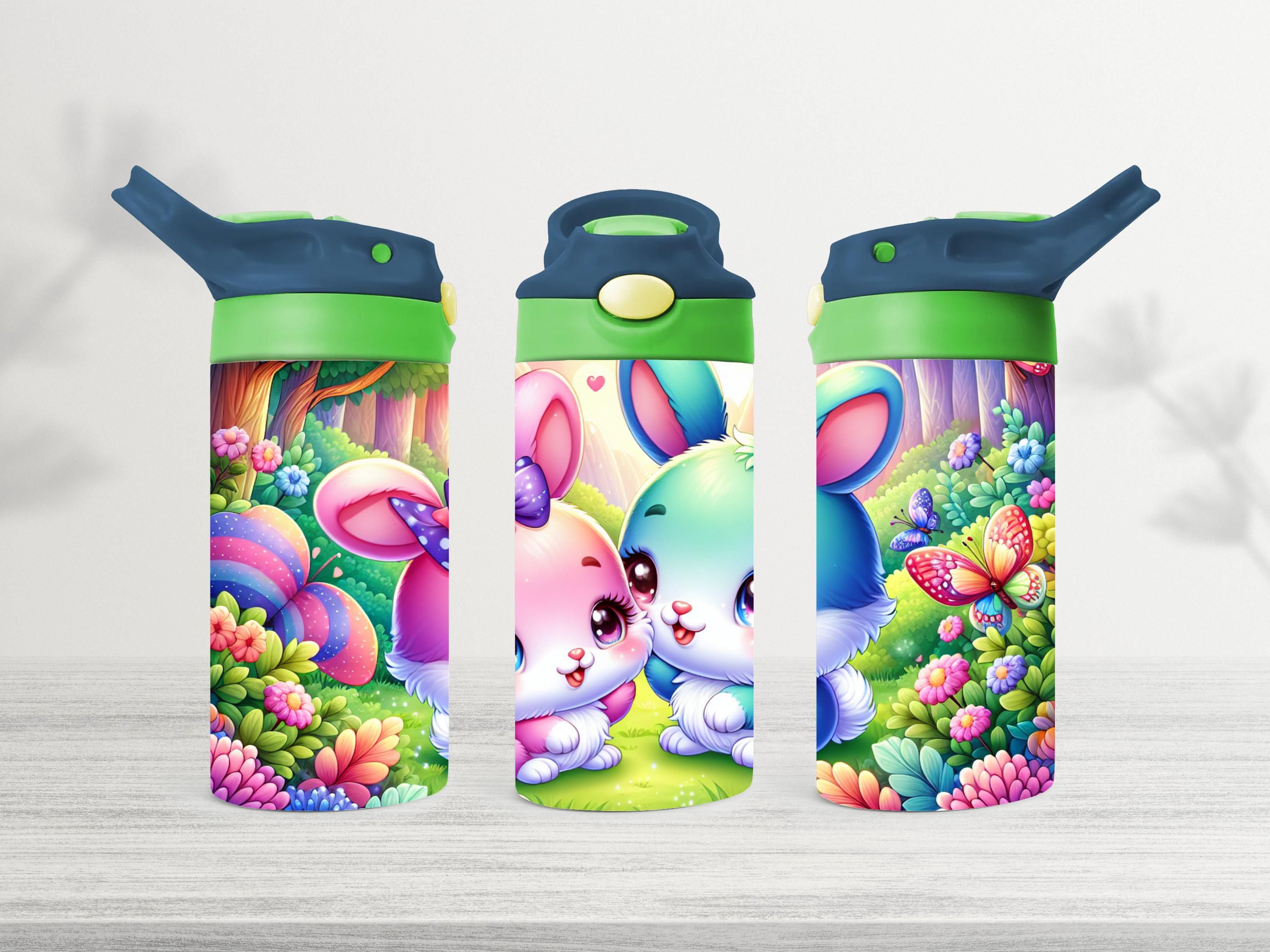 Baby Rabbits Bunnies 12oz Kids Flip Top Sippy Cup Tumbler Wrap, 12oz ...