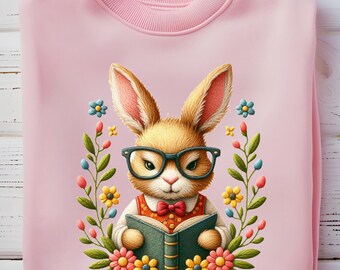 Retro Easter Bunny PNG, Faux Embroidery Girly, Vintage Happy Easter PNG, Funny Easter Bunny Sunglasses, Easter Holiday Sublimation Designs