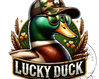 Lucky Duck PNG, Duck St Patricks Day PNG, St Patricks Shirt Design PNG, St Patricks Sublimation, Kids St Patricks png, Duck Hunting Png