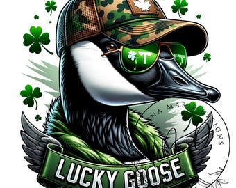 Lucky Goose PNG, Goose St Patricks Day PNG, St Patricks Shirt Design PNG, St Patricks Sublimation, Kids St Patricks png, Goose Hunting Png