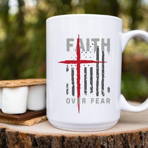 Diseño patriótico "La fe supera el miedo" (PNG, JPG), camiseta cristiana, descarga instantánea, diseño de cruz, PNG cristiano, diseños cristianos imagen 8