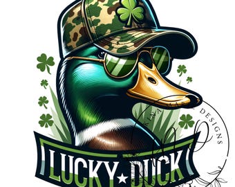 Lucky Duck PNG, Duck St Patricks Day PNG, St Patricks Shirt Design PNG, St Patricks Sublimation, Kids St Patricks png, Duck Hunting Png
