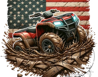 American Flag ATV Shirt PNG, Patriotic 4 Wheeler design, ATV Sublimation png, Offroad Sublimation png, 4-Wheeler png, Four Wheeler