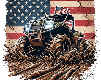 Patriotic ATV Side By Side PNG, American Flag 4 Wheeler design, ATV Sublimation png, Offroad Sublimation png, 4-Wheeler png, Four Wheeler