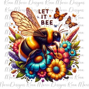 Spring Floral Let it Bee Clipart Shirt Sublimation Design Digital Download PNG Instant DIGITAL ONLY, Glass Jar png Design, Tshirt Design dtf