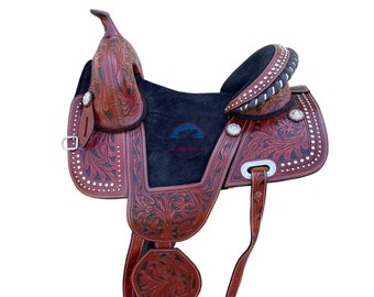 Western Leather Treeless Saddle: Youth/Adult Pleasure Trail