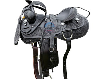 Western Horse Pleasure Saddle with Free tack set - Genuine Argentinian Leather 16&quot; 17&quot; 18&quot;
