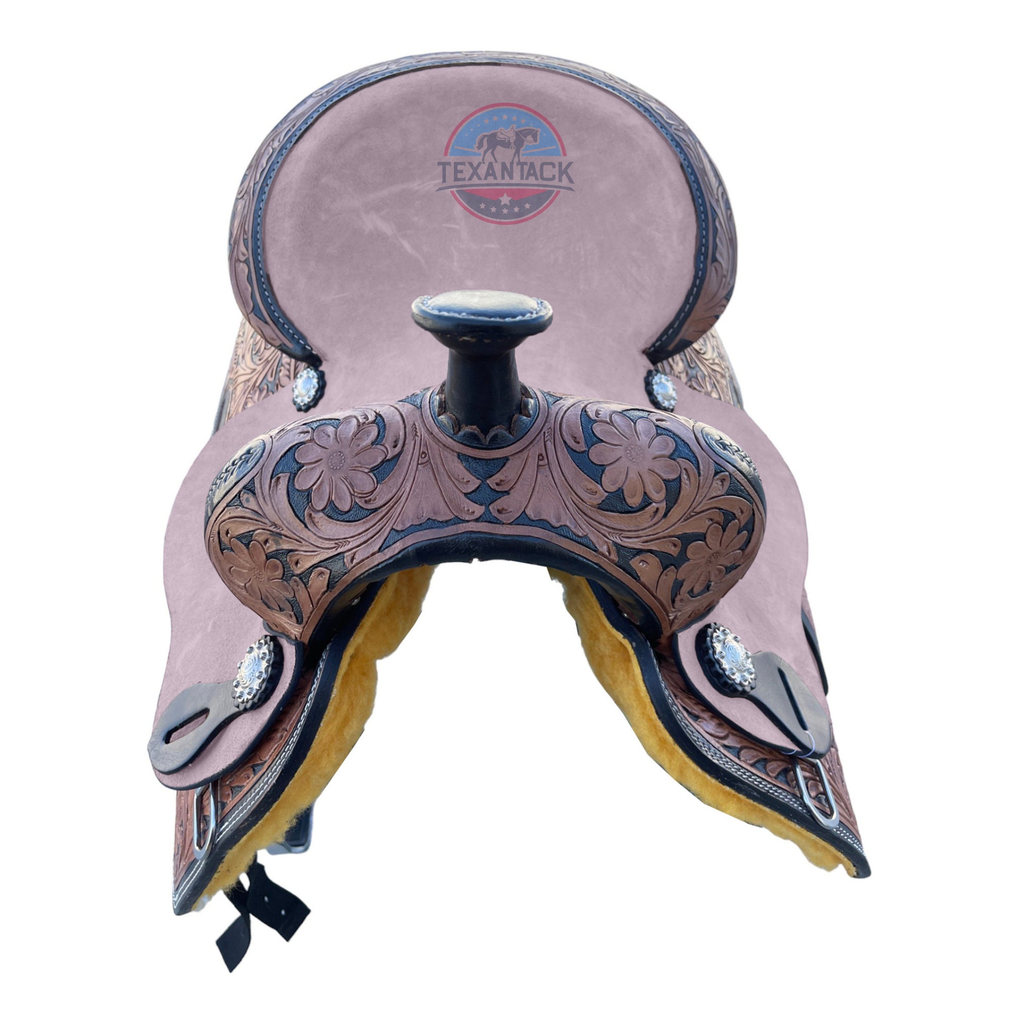 CSSB07 Chestnut Floral Tooled Barrel Saddle