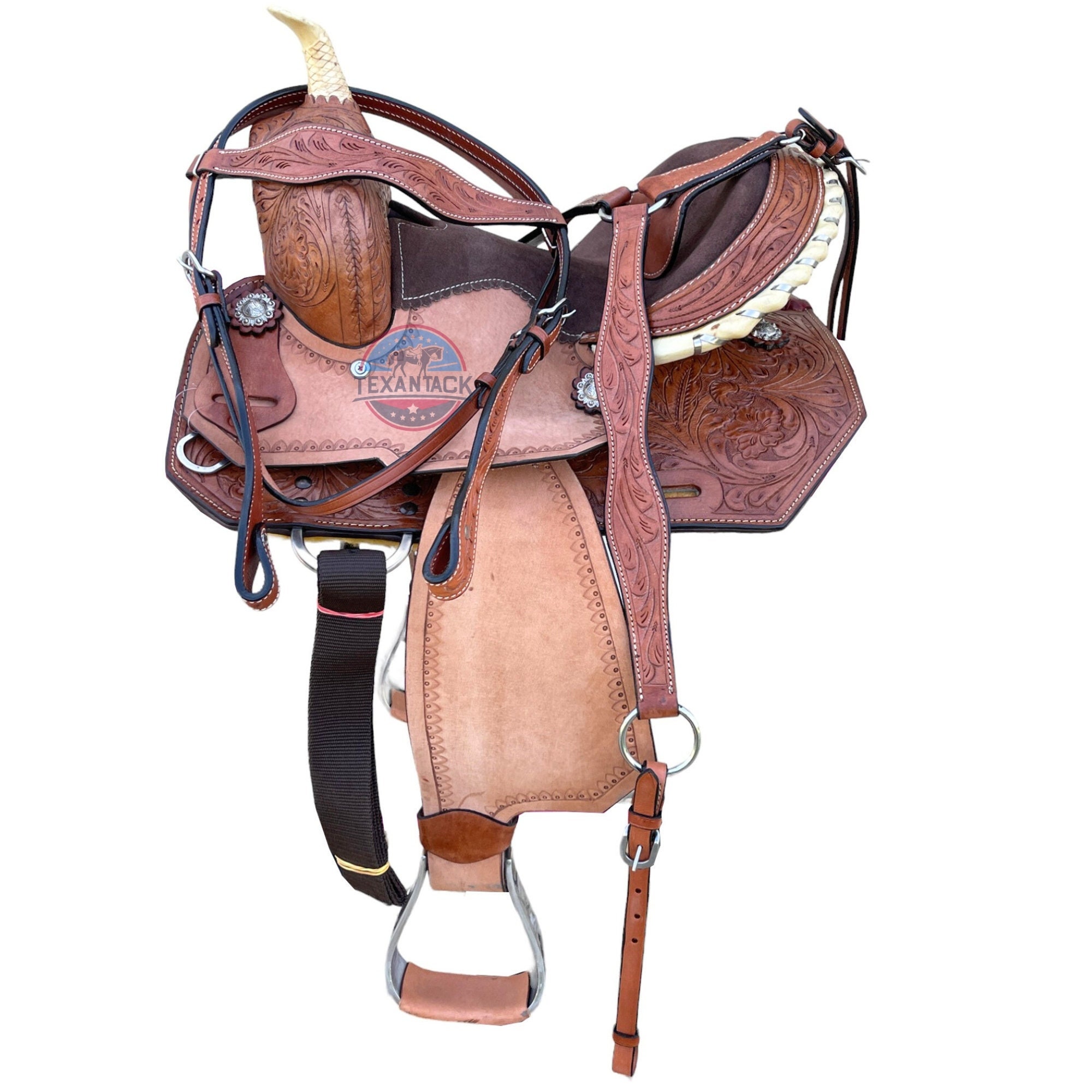 Selle western pour poney pour jeunes - Selle ranch pour enfants en cuir