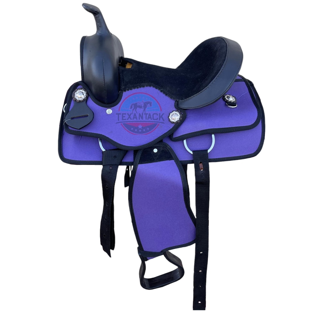 Youth Purple Synthetic Western Saddle: Lightweight Horse Saddle (10-13