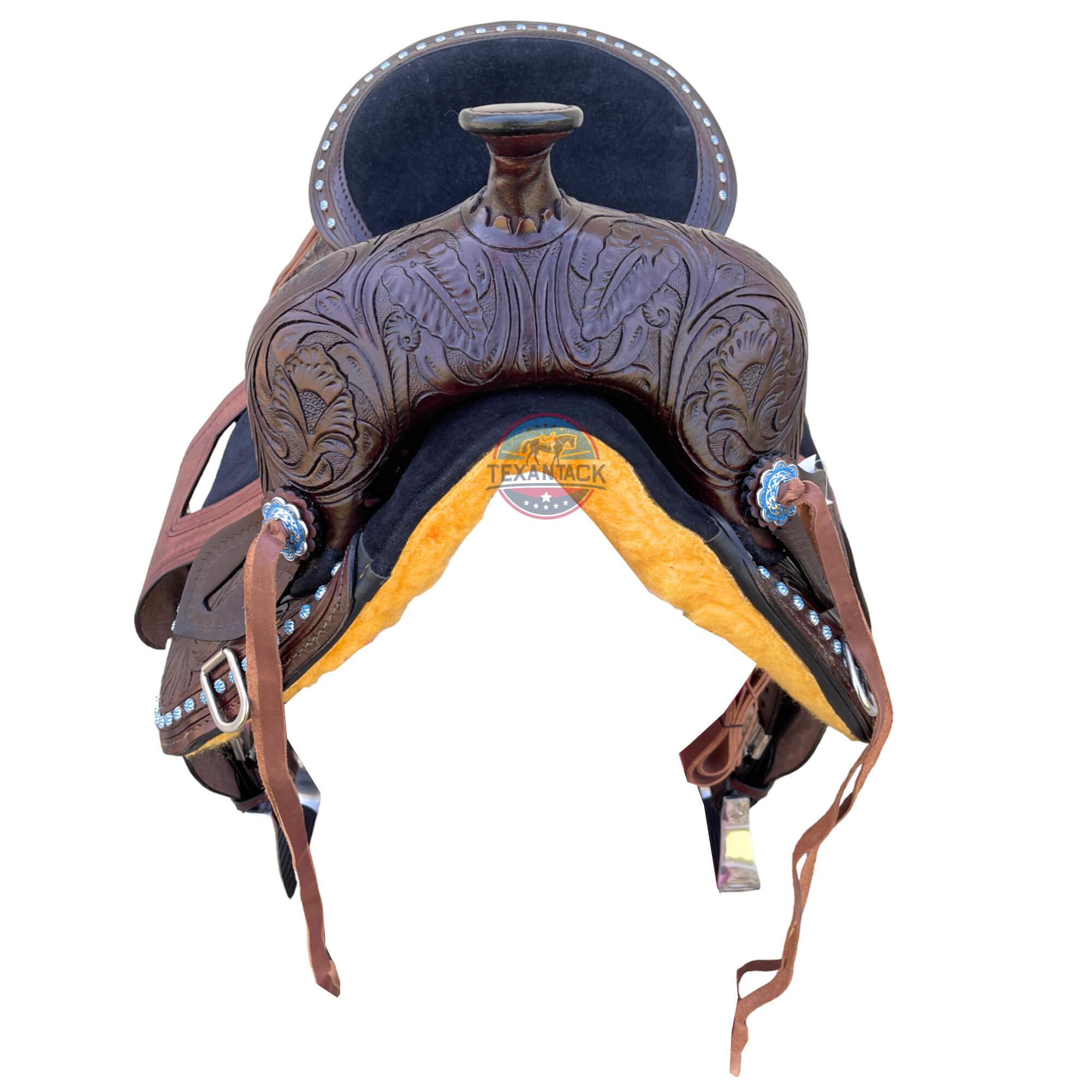Selle Western Horseplass Roping En Cuir Marron – Arbre Ouaté Grossier Pour Cheval 14-18